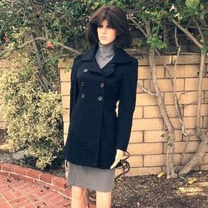 Small Black Ambiance Apparel Wool Peacoat